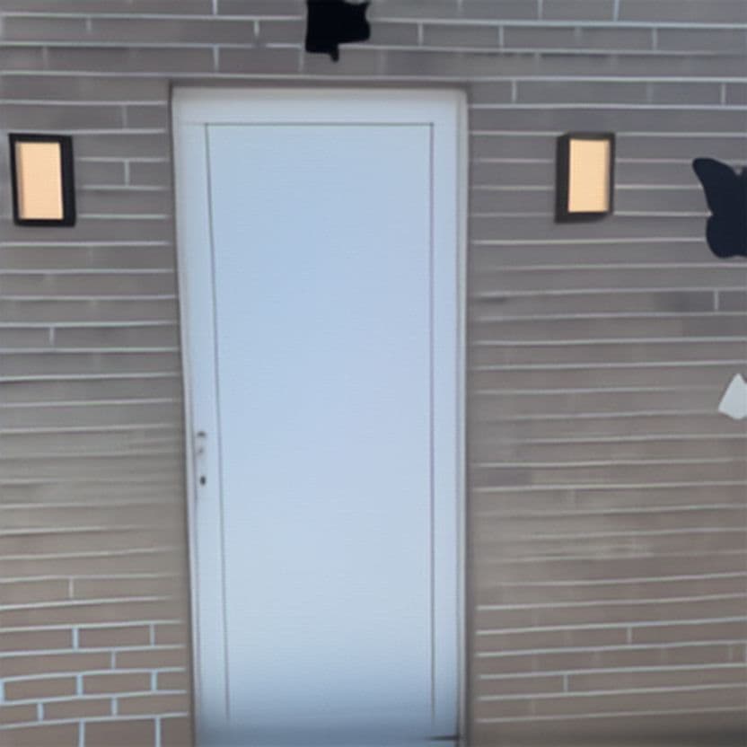 Appliques murales encadrant une porte d'entrée