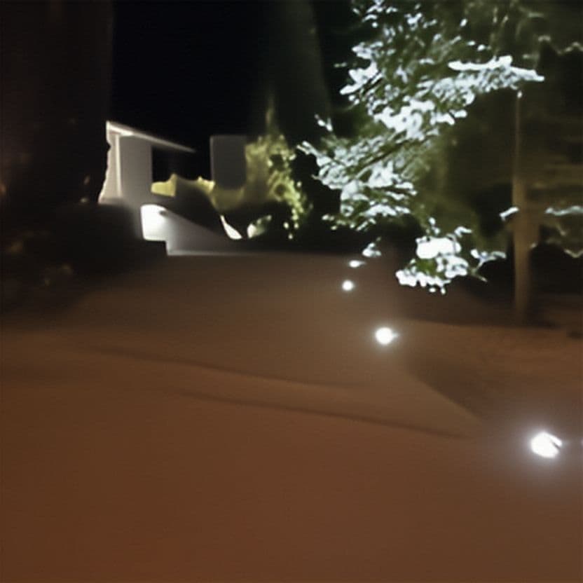 Allée de jardin éclairée par spots encastrés de nuit