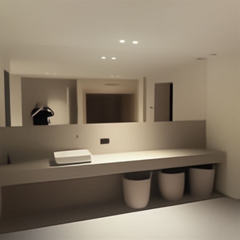 Salle de bain double vasque en béton ciré avec éclairage intégré
